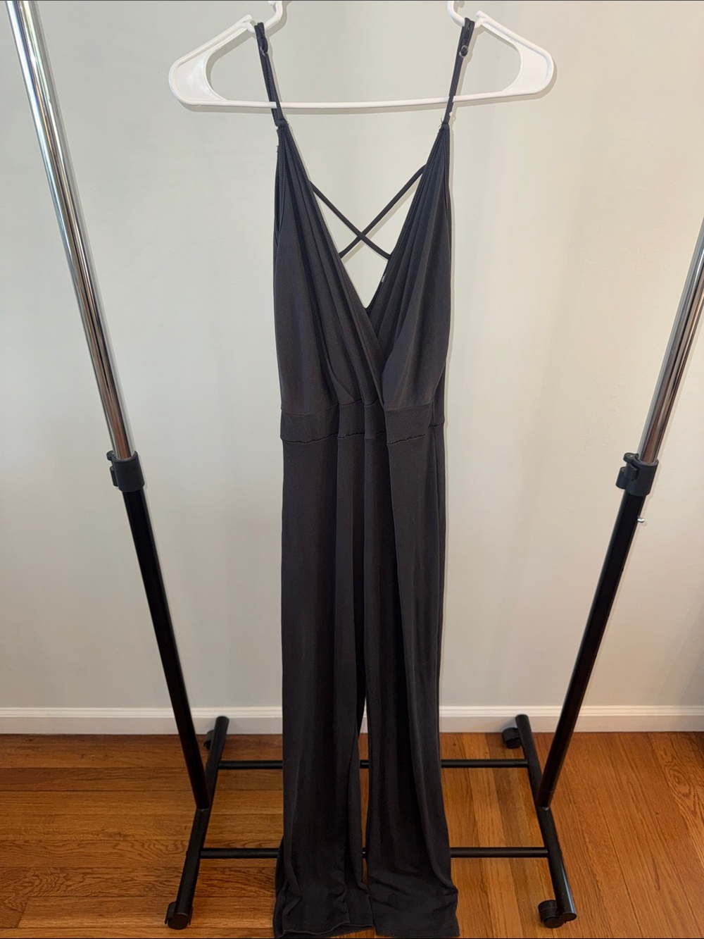 Strappy V-Neck Wide-Leg Jumpsuit with Cross Back